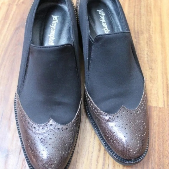 Jeffrey Campbell Wingtip Heel Loafer Black Brown Size 8.5 - Picture 2 of 8